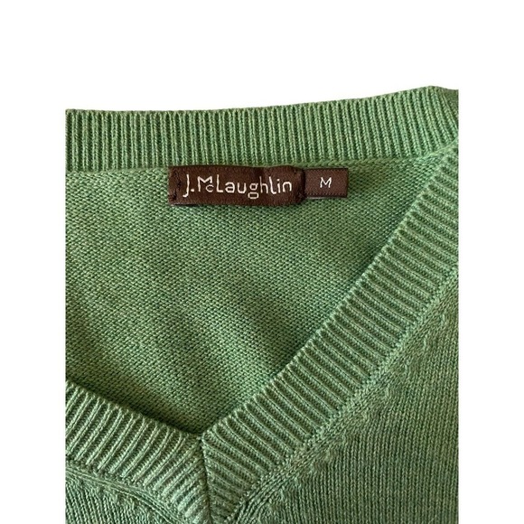 J McLaughlin Green V-Neck Sweater Men’s Size Medium Cotton St. Patrick’s Day - Picture 7 of 8